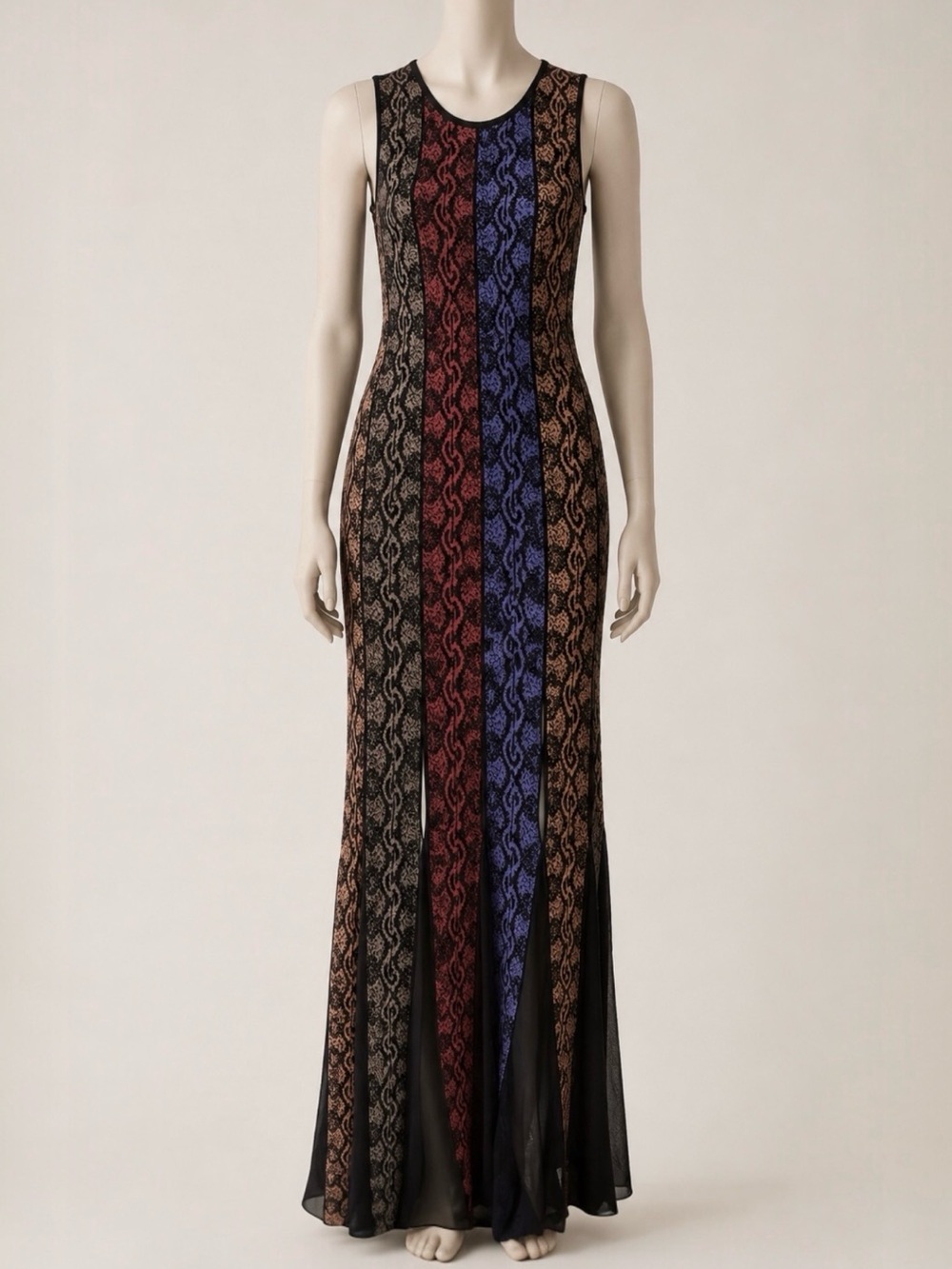 Roberto Cavalli Snake Jacquard Knit Sleeveless Multicolour Maxi Dress IT 42 US 6
